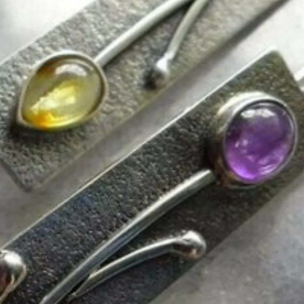 Silver Earrings Ear Hook Drop Dangle - Picture 3 of 3